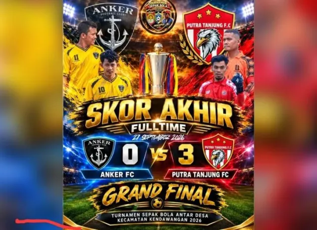 Putra Tanjung FC Juara Turnamen Sepak Bola Kendawangan 2026, Menang 3-0